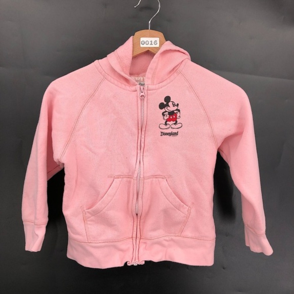 DISNEY PARKS authentic Disneyland‎ Hooded Zip-Front Sweatshirt Pink Mickey M